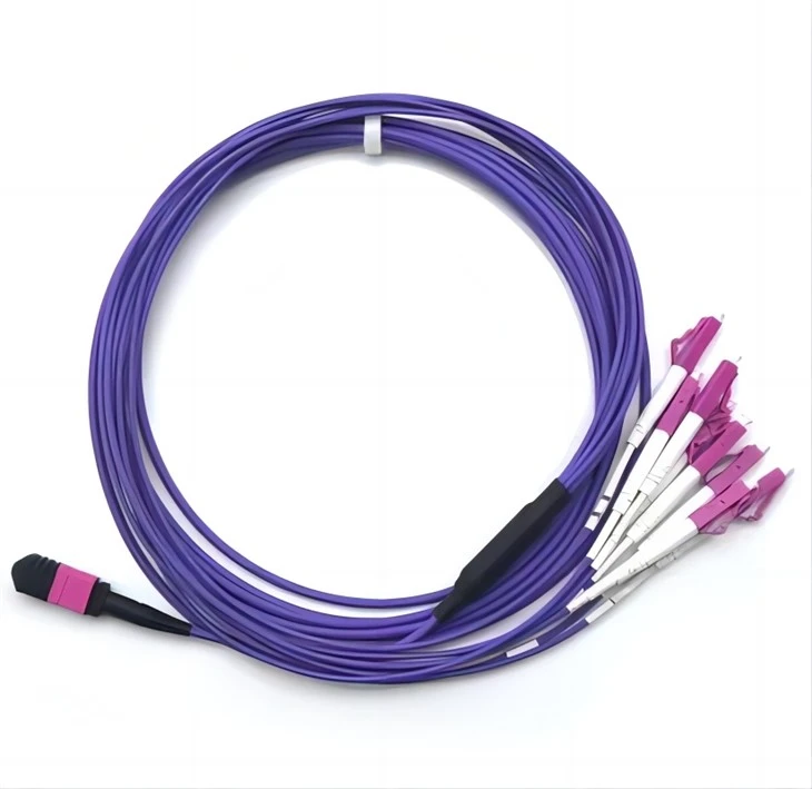 3. 0 mm poliškumas B 12f mpo mtp -8 LC Multimode Hirness Fanout om4 voilet plenum kabelius